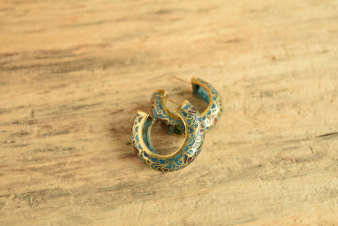Plique-à-jour Hoop Earrings